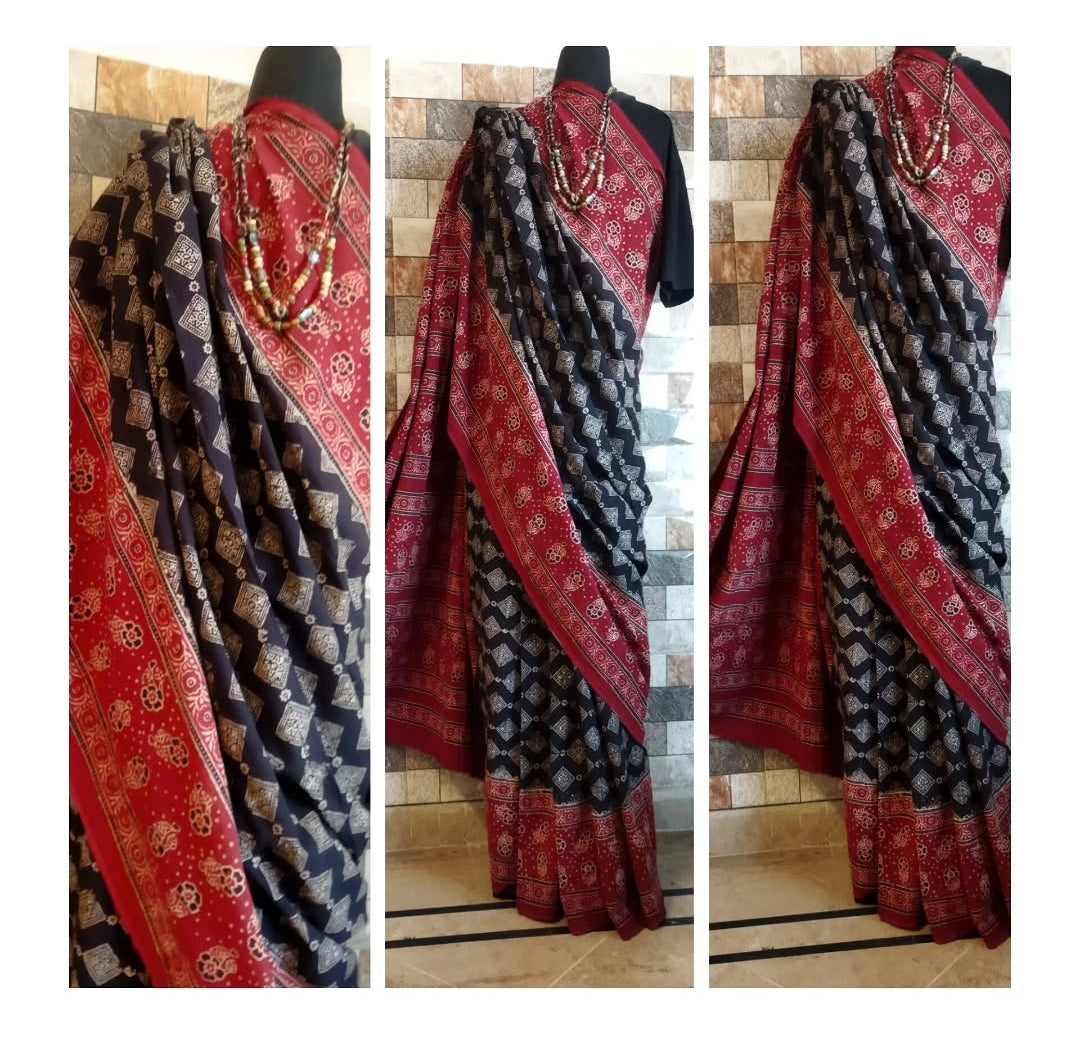 Ajrak Saree